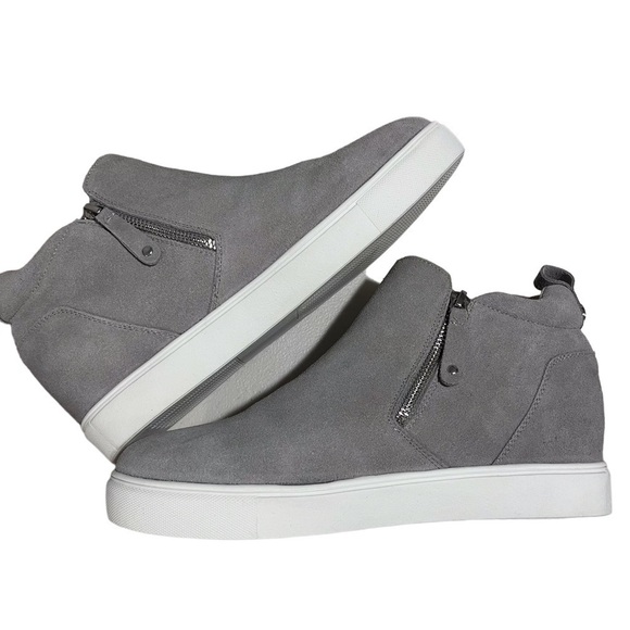 Steve Madden Silat High Top Wedge Sneaker Gray Size 11 Dual aside Zipper - Picture 5 of 12